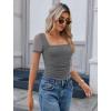 image:imageAvidlove Womens Short Sleeve Bodysuit Square Neck Sheer Mesh Bodysuit Leotard Ruched Thong Body Date Outfits Going Out TopsDark Grey