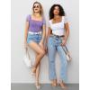 image:imageAvidlove Womens Short Sleeve Bodysuit Square Neck Sheer Mesh Bodysuit Leotard Ruched Thong Body Date Outfits Going Out TopsViolet