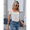 image:imageAvidlove Womens Short Sleeve Bodysuit Square Neck Sheer Mesh Bodysuit Leotard Ruched Thong Body Date Outfits Going Out TopsWhite