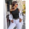 image:imageAvidlove Bodysuits for Women Off Shoulder Thong Bodysuit Double Lined One Piece Leotard Asymmetric Going Out TopsBlack