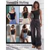 image:imageAvidlove Bodysuits for Women Off Shoulder Thong Bodysuit Double Lined One Piece Leotard Asymmetric Going Out TopsBlack