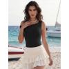 image:imageAvidlove Bodysuits for Women Off Shoulder Thong Bodysuit Double Lined One Piece Leotard Asymmetric Going Out TopsBlack
