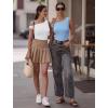 image:imageAvidlove Bodysuits for Women Off Shoulder Thong Bodysuit Double Lined One Piece Leotard Asymmetric Going Out TopsLight Blue