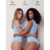 image:imageAvidlove Bodysuits for Women Off Shoulder Thong Bodysuit Double Lined One Piece Leotard Asymmetric Going Out TopsLight Blue