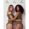 image:imageAvidlove Bodysuits for Women Off Shoulder Thong Bodysuit Double Lined One Piece Leotard Asymmetric Going Out TopsOlive Green