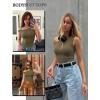 image:imageAvidlove Bodysuits for Women Off Shoulder Thong Bodysuit Double Lined One Piece Leotard Asymmetric Going Out TopsOlive Green