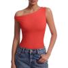 image:imageAvidlove Bodysuits for Women Off Shoulder Thong Bodysuit Double Lined One Piece Leotard Asymmetric Going Out TopsRed