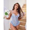 image:imageAvidlove Lingerie for Women Sexy Lace Bodysuit Deep V Teddy One Piece BabydollLight Blue