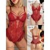 image:imageAvidlove Lingerie for Women Sexy Lace Bodysuit Deep V Teddy One Piece BabydollRed