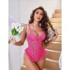 image:imageAvidlove Lingerie for Women Sexy Lace Bodysuit Deep V Teddy One Piece BabydollRose Red