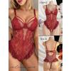 image:imageAvidlove Lingerie for Women Sexy Lace Bodysuit Deep V Teddy One Piece BabydollWine Red