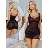 image:imageAvidlove Lingerie for Women Mesh Babydoll Lingeries Lace Chemise Floral Sleepwear Dress Sheer Exotic Boudoir Outfit SXXL1 Red Floral