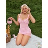 image:imageAvidlove Lingerie for Women Mesh Babydoll Lingeries Lace Chemise Floral Sleepwear Dress Sheer Exotic Boudoir Outfit SXXLPink Floral