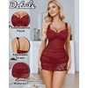 image:imageAvidlove Lingerie for Women Mesh Babydoll Lingeries Lace Chemise Floral Sleepwear Dress Sheer Exotic Boudoir Outfit SXXLWine Red Floral