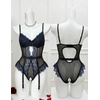 image:imageAvidlove Lingerie for Women Mesh Lace Bodysuit Sexy Wireless Garter Lingerie Set Teddy LingerieNo StockingsBlack  Blue