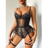 image:imageAvidlove Lingerie for Women Mesh Lace Bodysuit Sexy Wireless Garter Lingerie Set Teddy LingerieNo StockingsBlack  Gold