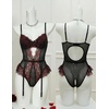 image:imageAvidlove Lingerie for Women Mesh Lace Bodysuit Sexy Wireless Garter Lingerie Set Teddy LingerieNo StockingsBlack  Red