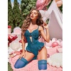 image:imageAvidlove Lingerie for Women Mesh Lace Bodysuit Sexy Wireless Garter Lingerie Set Teddy LingerieNo StockingsBlue Green