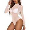 image:imageAvidlove Long Sleeve Bodysuit for Women Turtleneck Sheer Mesh Bodysuit Geo Print LeotardsChampagne