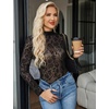 image:imageAvidlove Long Sleeve Bodysuit for Women Turtleneck Sheer Mesh Bodysuit Geo Print LeotardsFloral