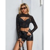 image:imageAvidlove Mesh Crop Tops for Women Mock Neck Long Sleeve Crop Top See Through Shirt Top Sexy ClubwearGeo Pattern