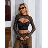 image:imageAvidlove Mesh Crop Tops for Women Mock Neck Long Sleeve Crop Top See Through Shirt Top Sexy ClubwearStar