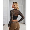 image:imageAvidlove Mesh Crop Tops for Women Mock Neck Long Sleeve Crop Top See Through Shirt Top Sexy ClubwearStar