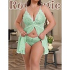 image:imageAvidlove Plus Size Lingerie for Women Sexy Lingerie Dress Lace Babydoll Lingerie VNeck Open Front Strap NightdressIce Green