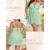 image:imageAvidlove Plus Size Lingerie for Women Sexy Lingerie Dress Lace Babydoll Lingerie VNeck Open Front Strap NightdressIce Green