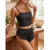image:imageAvidlove Women Cami Ribbed Pajama Set Sexy Side Slit Sleepwear Soft Lingerie 2 Piece PJ SetBlack Polka Dots
