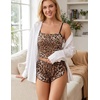 image:imageAvidlove Women Cami Ribbed Pajama Set Sexy Side Slit Sleepwear Soft Lingerie 2 Piece PJ SetBrown Leopard