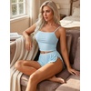 image:imageAvidlove Women Cami Ribbed Pajama Set Sexy Side Slit Sleepwear Soft Lingerie 2 Piece PJ SetLight Blue
