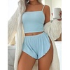 image:imageAvidlove Women Cami Ribbed Pajama Set Sexy Side Slit Sleepwear Soft Lingerie 2 Piece PJ SetLight Blue