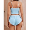 image:imageAvidlove Women Cami Ribbed Pajama Set Sexy Side Slit Sleepwear Soft Lingerie 2 Piece PJ SetLight Blue