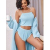 image:imageAvidlove Women Cami Ribbed Pajama Set Sexy Side Slit Sleepwear Soft Lingerie 2 Piece PJ SetLight Blue