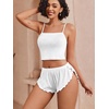 image:imageAvidlove Women Cami Ribbed Pajama Set Sexy Side Slit Sleepwear Soft Lingerie 2 Piece PJ SetWhite