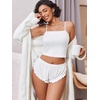 image:imageAvidlove Women Cami Ribbed Pajama Set Sexy Side Slit Sleepwear Soft Lingerie 2 Piece PJ SetWhite