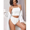 image:imageAvidlove Women Cami Ribbed Pajama Set Sexy Side Slit Sleepwear Soft Lingerie 2 Piece PJ SetWhite