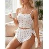 image:imageAvidlove Women Cami Ribbed Pajama Set Sexy Side Slit Sleepwear Soft Lingerie 2 Piece PJ SetWhite Cherry