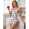 image:imageAvidlove Women Cami Ribbed Pajama Set Sexy Side Slit Sleepwear Soft Lingerie 2 Piece PJ SetWhite Cow