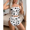 image:imageAvidlove Women Cami Ribbed Pajama Set Sexy Side Slit Sleepwear Soft Lingerie 2 Piece PJ SetWhite Cow