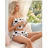 image:imageAvidlove Women Cami Ribbed Pajama Set Sexy Side Slit Sleepwear Soft Lingerie 2 Piece PJ SetWhite Cow