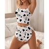 image:imageAvidlove Women Cami Ribbed Pajama Set Sexy Side Slit Sleepwear Soft Lingerie 2 Piece PJ SetWhite Cow