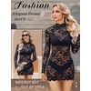 image:imageAvidlove Women Sexy Sheer Lace Bodycon Mini Dress Long Sleeve Mock Neck Cocktail Party Dresses See Through Lingerie OutfitBlack