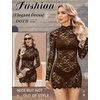 image:imageAvidlove Women Sexy Sheer Lace Bodycon Mini Dress Long Sleeve Mock Neck Cocktail Party Dresses See Through Lingerie OutfitBrown