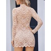 image:imageAvidlove Women Sexy Sheer Lace Bodycon Mini Dress Long Sleeve Mock Neck Cocktail Party Dresses See Through Lingerie OutfitChampagne