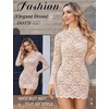 image:imageAvidlove Women Sexy Sheer Lace Bodycon Mini Dress Long Sleeve Mock Neck Cocktail Party Dresses See Through Lingerie OutfitChampagne