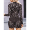 image:imageAvidlove Women Sexy Sheer Lace Bodycon Mini Dress Long Sleeve Mock Neck Cocktail Party Dresses See Through Lingerie OutfitDark Gray