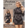 image:imageAvidlove Women Sexy Sheer Lace Bodycon Mini Dress Long Sleeve Mock Neck Cocktail Party Dresses See Through Lingerie OutfitDark Gray