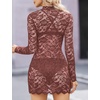 image:imageAvidlove Women Sexy Sheer Lace Bodycon Mini Dress Long Sleeve Mock Neck Cocktail Party Dresses See Through Lingerie OutfitDeep Purple Red